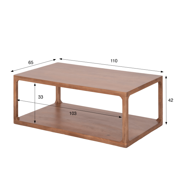 Couchtisch aus naturfarbenem Massivholz - Elven