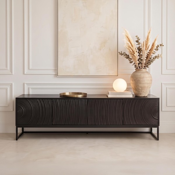 Modernes Design-TV-Lowboard aus schwarzem Massivholz 170 cm - Radian
