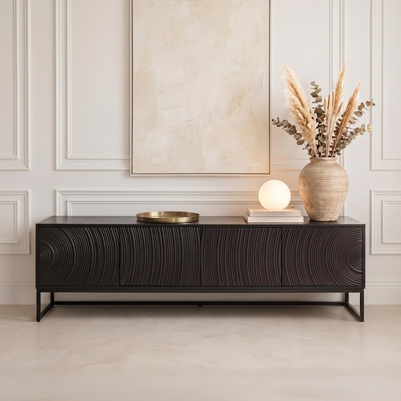 Modernes Design-TV-Lowboard aus schwarzem Massivholz 170 cm - Radian