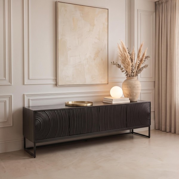 Modernes Design-TV-Lowboard aus schwarzem Massivholz 170 cm - Radian