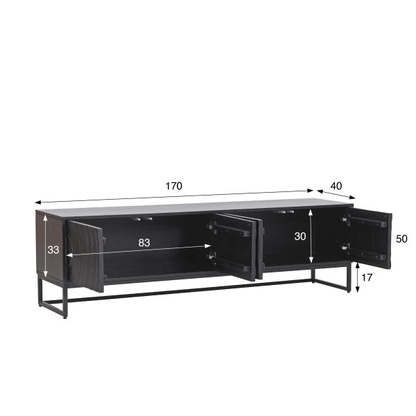 Modernes Design-TV-Lowboard aus schwarzem Massivholz 170 cm - Radian