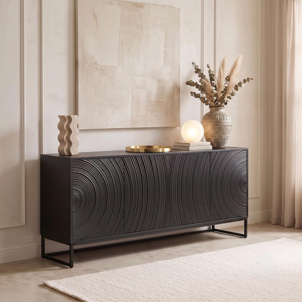 Modernes Design-Sideboard aus schwarzem Massivholz 170 cm - Radian