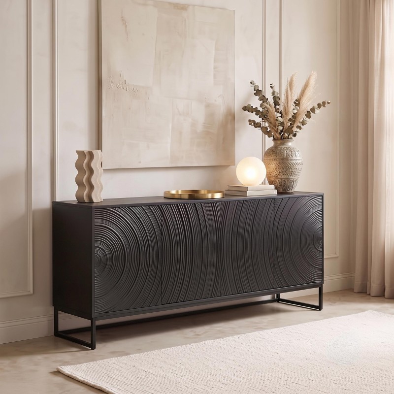 Modernes Design-Sideboard aus schwarzem Massivholz 170 cm - Radian