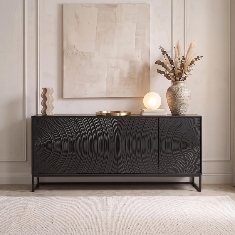 Modernes Design-Sideboard aus schwarzem Massivholz 170 cm - Radian