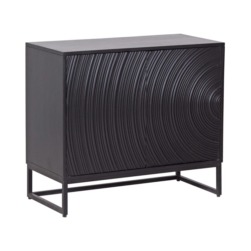 Modernes Designer-Sideboard aus schwarzem massivem Mangoholz - 85 cm - Radian