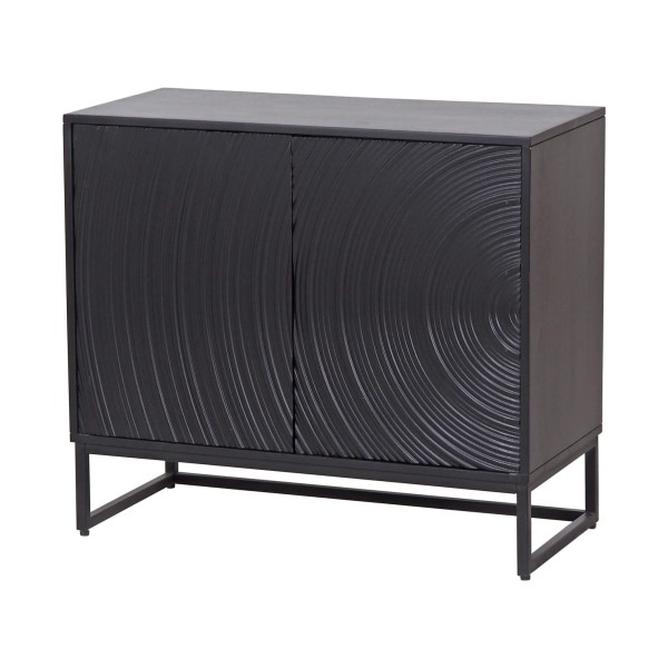 Modernes Designer-Sideboard aus schwarzem massivem Mangoholz - 85 cm - Radian