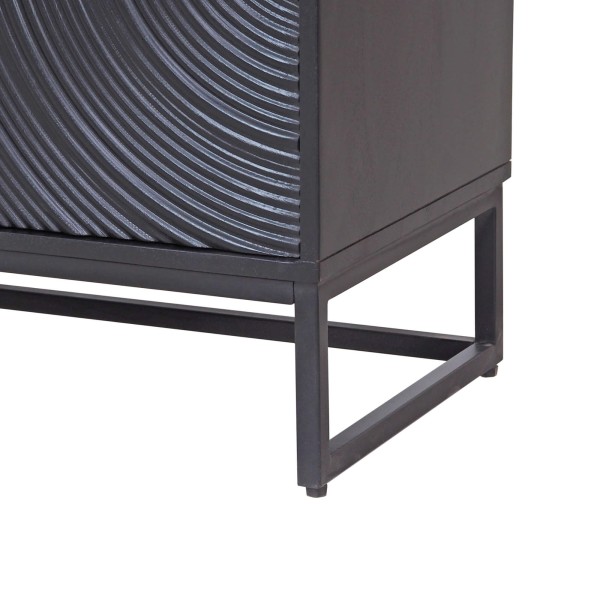 Modernes Designer-Sideboard aus schwarzem massivem Mangoholz - 85 cm - Radian