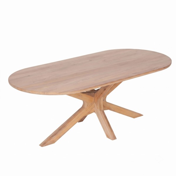 Ovaler Esstisch aus Massivholz mit Mikado-Gestell 220 cm - Ivar