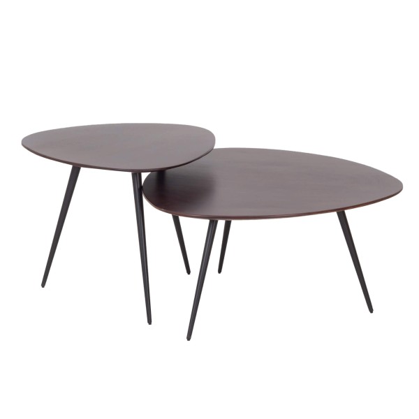 2er-Set Vintage-Satztische aus Massivholz - Aster