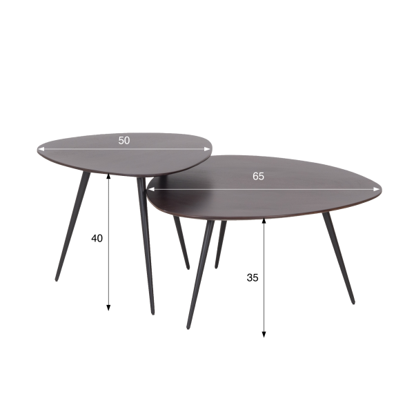 2er-Set Vintage-Satztische aus Massivholz - Aster
