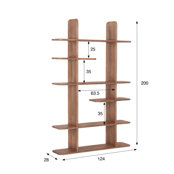 Design-Bücherregal aus naturfarbenem Massivholz 125 cm - Varda