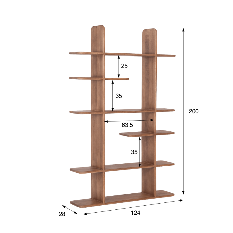 Design-Bücherregal aus naturfarbenem Massivholz 125 cm - Varda