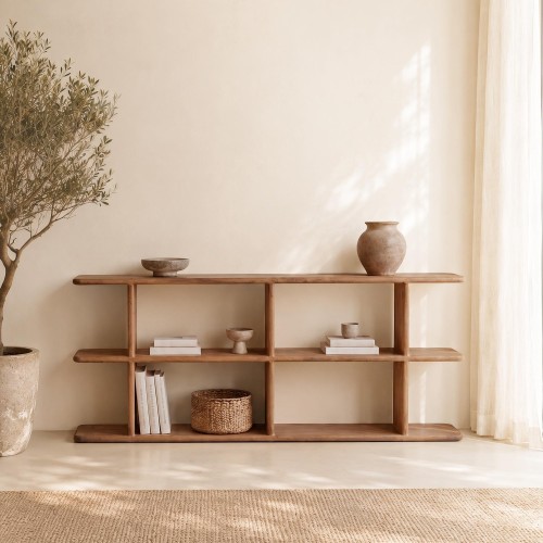 Design-Bücherregal aus naturfarbenem Massivholz 170 cm - Varda