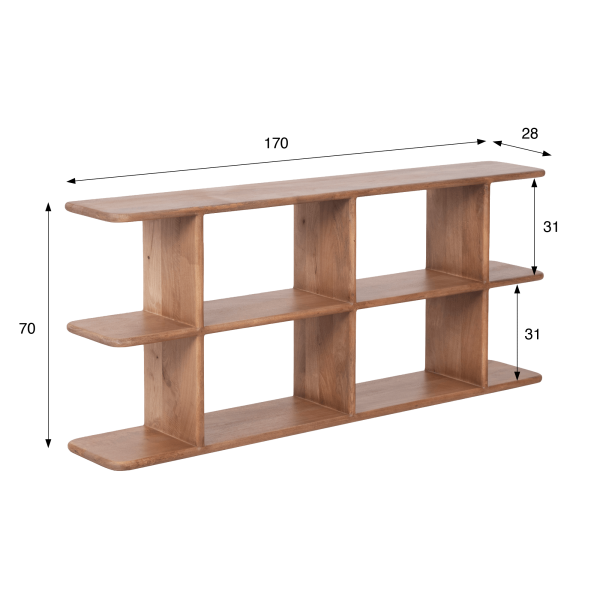 Design-Bücherregal aus naturfarbenem Massivholz 170 cm - Varda