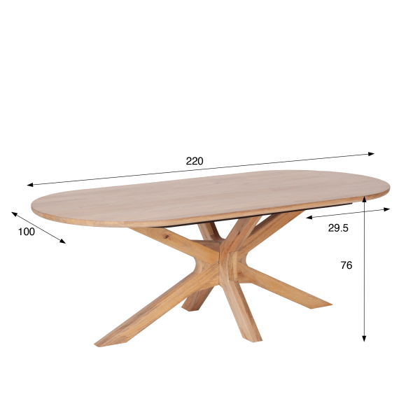 Ovaler Esstisch aus Massivholz mit Mikado-Gestell 220 cm - Ivar