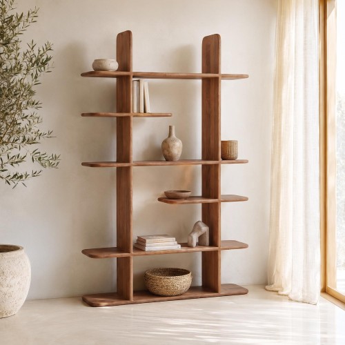Design-Bücherregal aus naturfarbenem Massivholz 125 cm - Varda