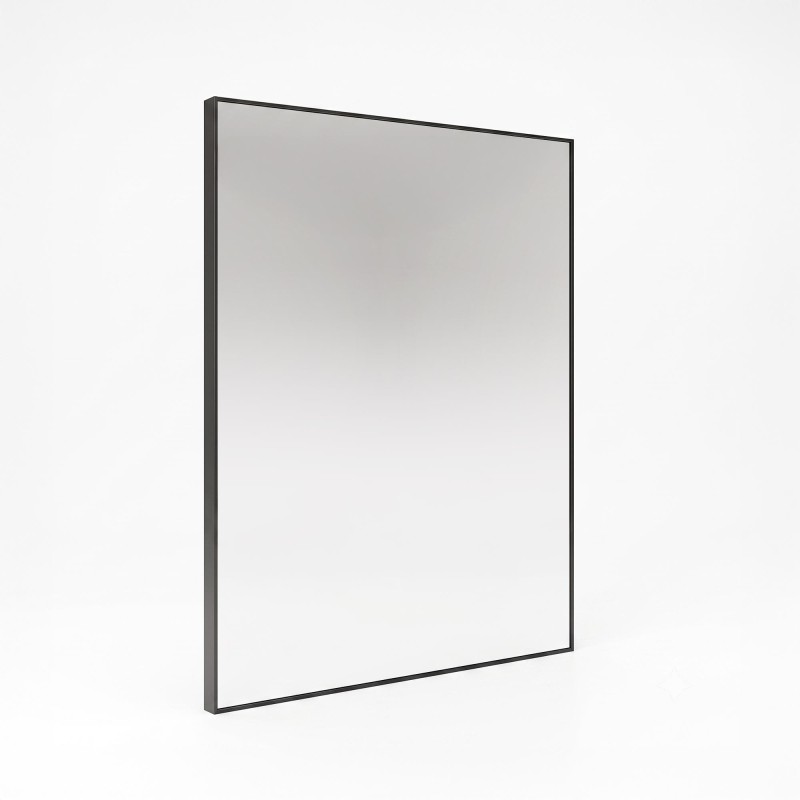 Rechteckiger Badezimmerspiegel mit schwarzem Metallrahmen 70 x 90 cm