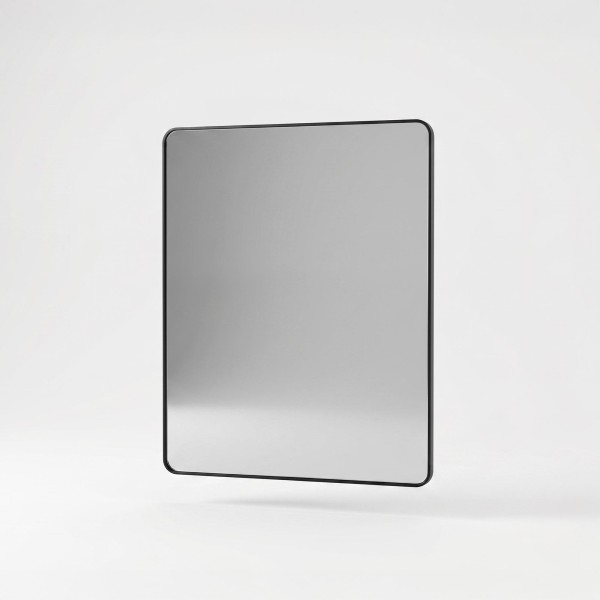 Rechteckiger Badezimmerspiegel mit schwarzem Metallrahmen 70 x 90 cm