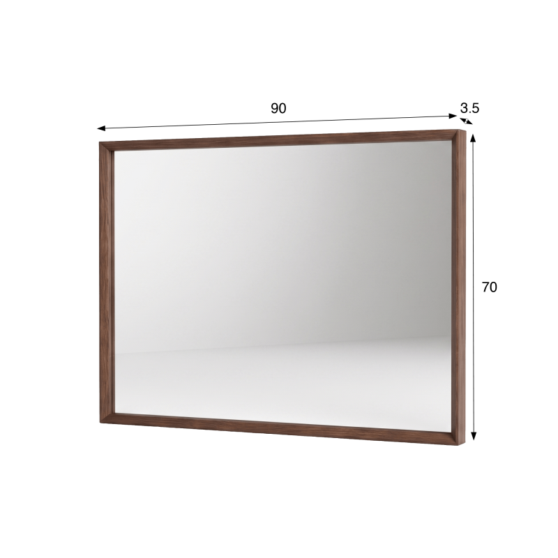 Badezimmerspiegel mit Rahmen aus Massivholz 90 x 70 cm