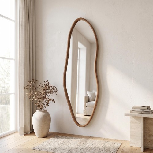 Design-Wandspiegel in organischer Form mit Massivholzrahmen 56 x 165 cm