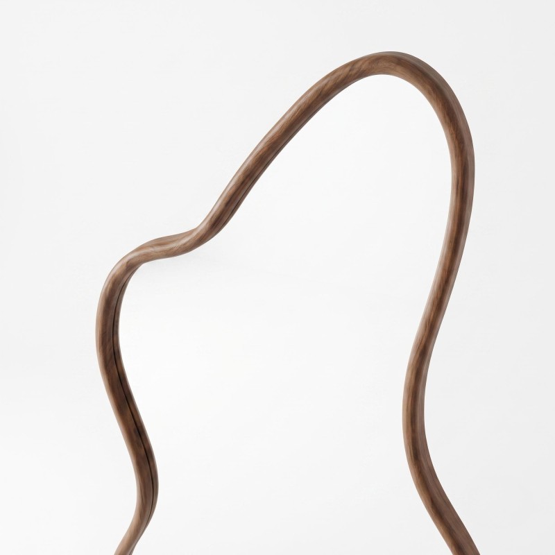 Design-Wandspiegel in organischer Form mit Massivholzrahmen 80 x 160 cm