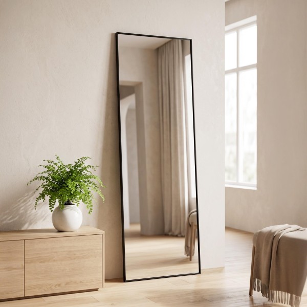 Rechteckiger Wandspiegel mit schwarzem Rahmen 50 x 150 cm