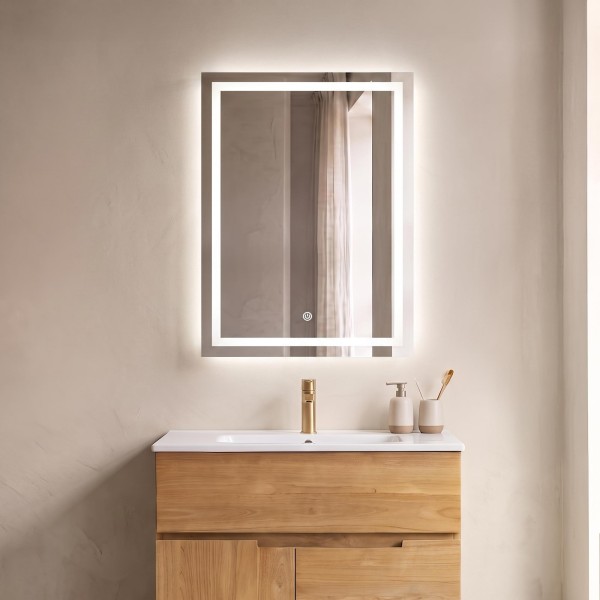 Badezimmerspiegel mit LED-Beleuchtung 60 x 80 cm