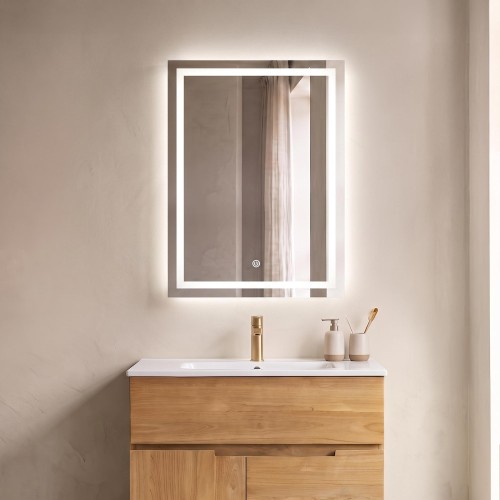 Badezimmerspiegel mit LED-Beleuchtung 60 x 80 cm