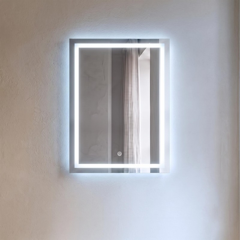 Badezimmerspiegel mit LED-Beleuchtung 60 x 80 cm