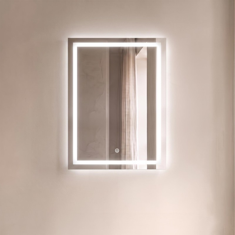 Badezimmerspiegel mit LED-Beleuchtung 60 x 80 cm