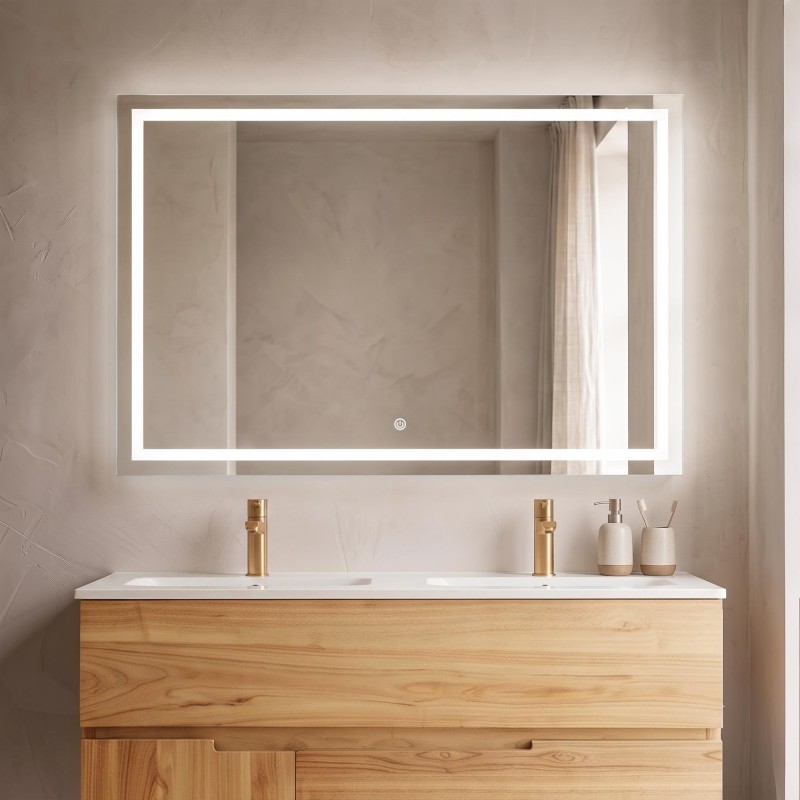 Großer Badezimmerspiegel mit LED-Beleuchtung 120 x 80 cm