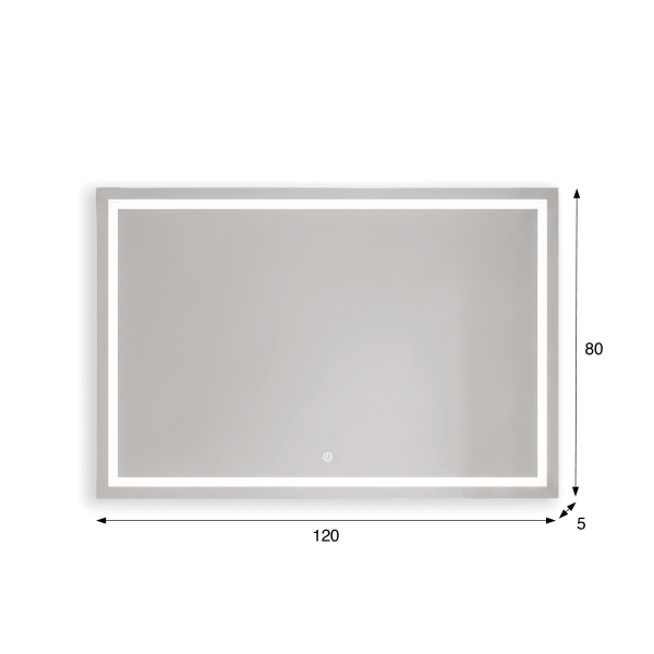 Großer Badezimmerspiegel mit LED-Beleuchtung 120 x 80 cm