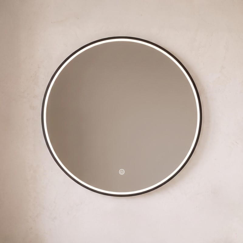 Großer runder Badezimmerspiegel mit LED-Beleuchtung 80 cm