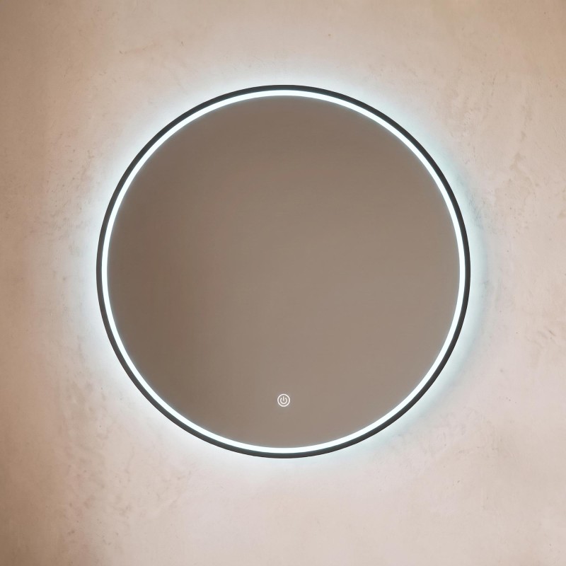 Großer runder Badezimmerspiegel mit LED-Beleuchtung 80 cm