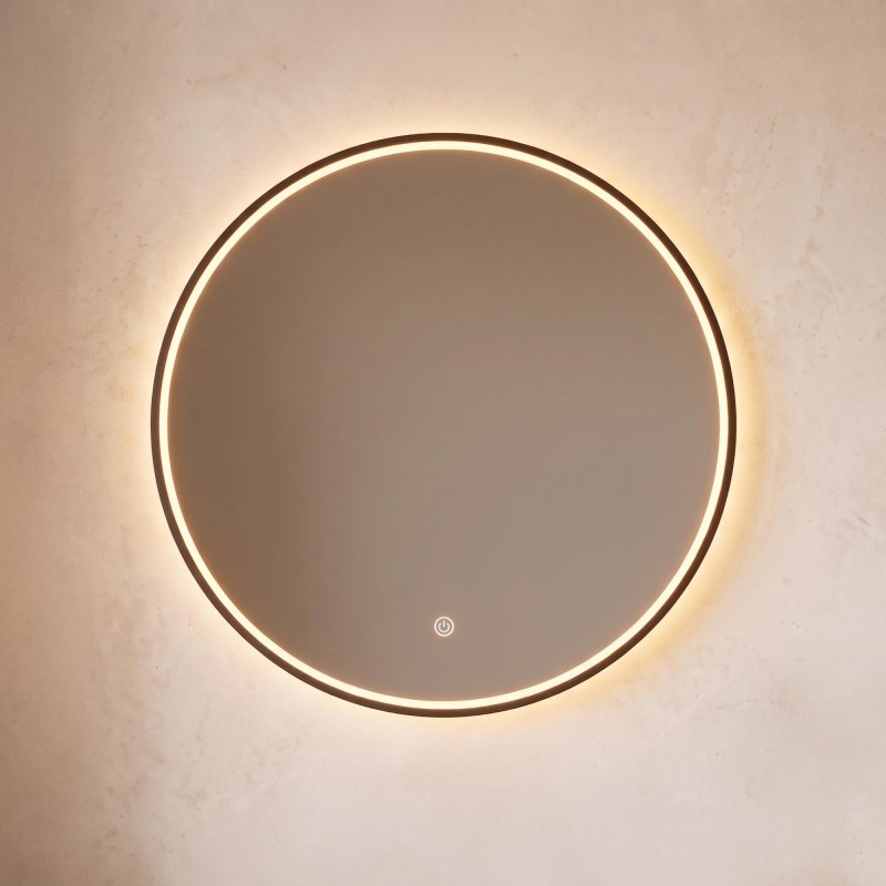 Großer runder Badezimmerspiegel mit LED-Beleuchtung 80 cm