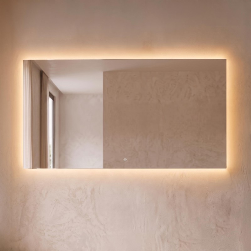 Großer Badezimmerspiegel mit LED-Beleuchtung 150 x 80 cm