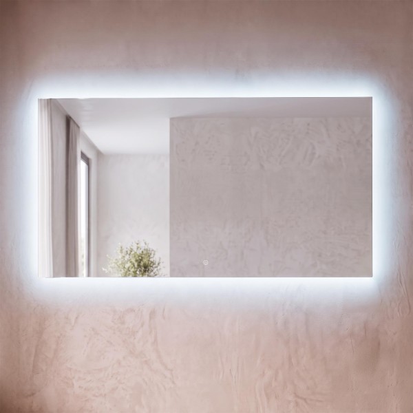 Großer Badezimmerspiegel mit LED-Beleuchtung 150 x 80 cm