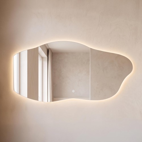 Organischer Badezimmerspiegel mit LED-Beleuchtung 120 x 60 cm