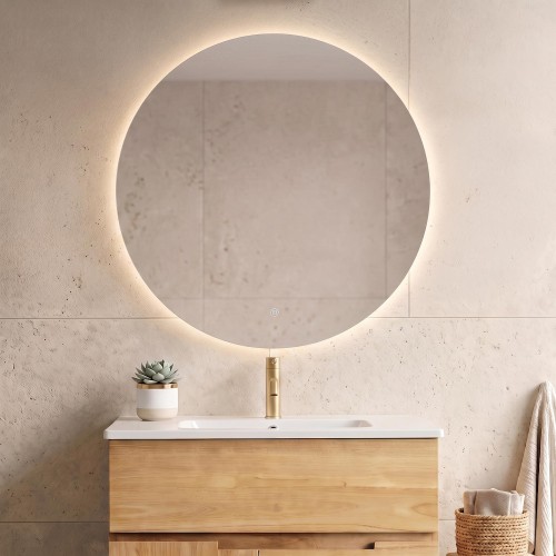 Großer runder Badezimmerspiegel mit LED-Beleuchtung 80 cm