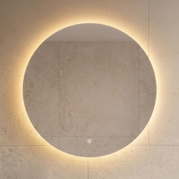 Großer runder Badezimmerspiegel mit LED-Beleuchtung 80 cm