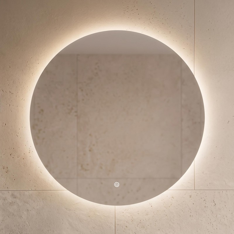 Großer runder Badezimmerspiegel mit LED-Beleuchtung 80 cm