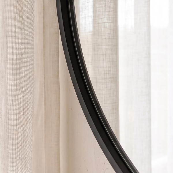 Großer runder Badezimmerspiegel mit schwarzem Metallrahmen 80 cm
