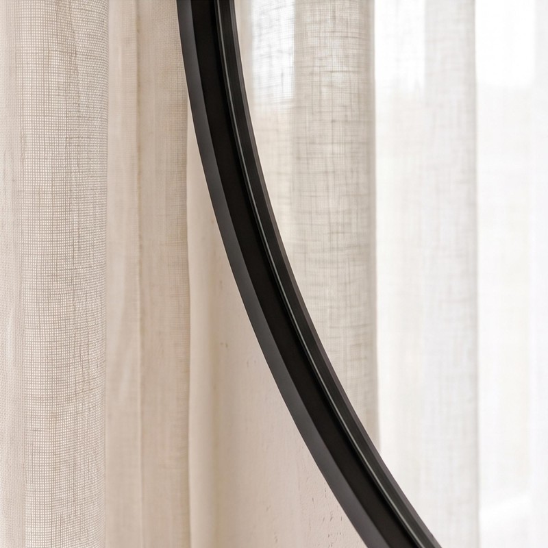 Großer runder Badezimmerspiegel mit schwarzem Metallrahmen 80 cm