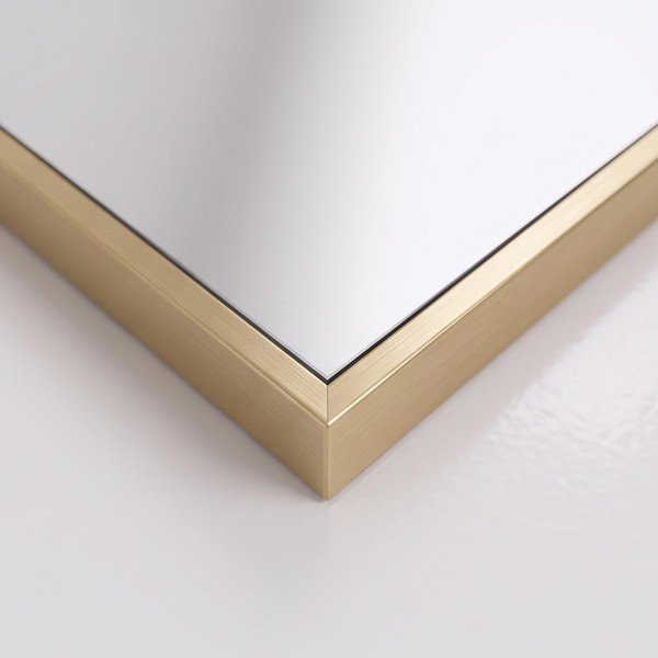 Großer rechteckiger Badezimmer-Wandspiegel mit goldfarbenem Metallrahmen 120 x 75 cm