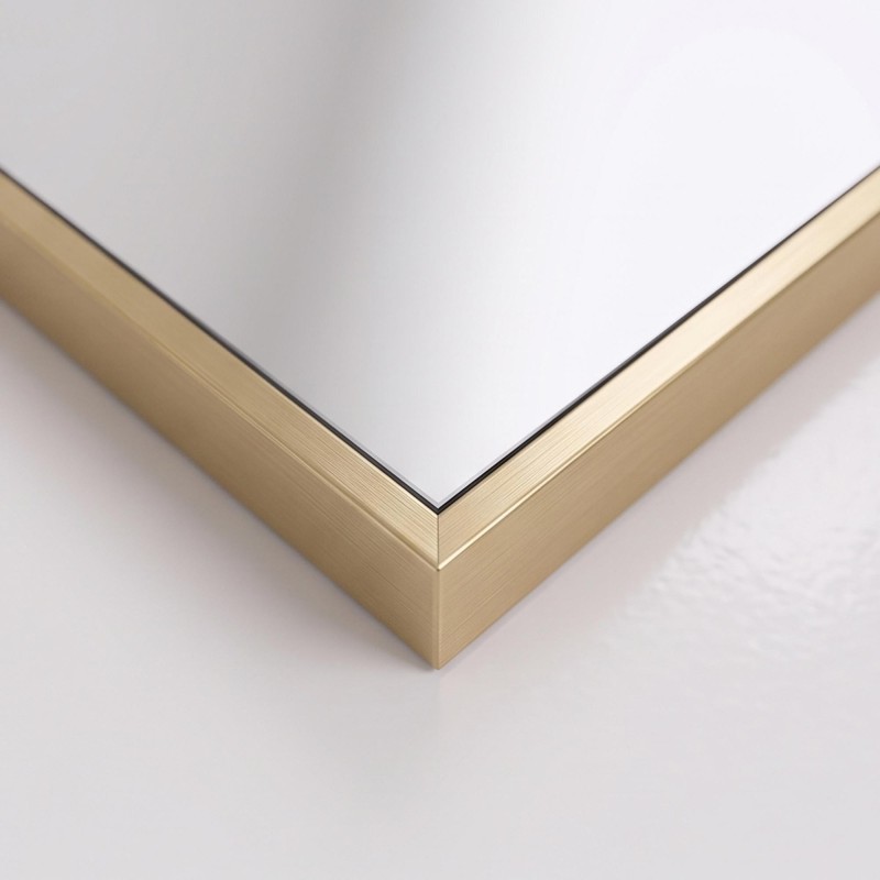 Großer rechteckiger Badezimmer-Wandspiegel mit goldfarbenem Metallrahmen 120 x 75 cm