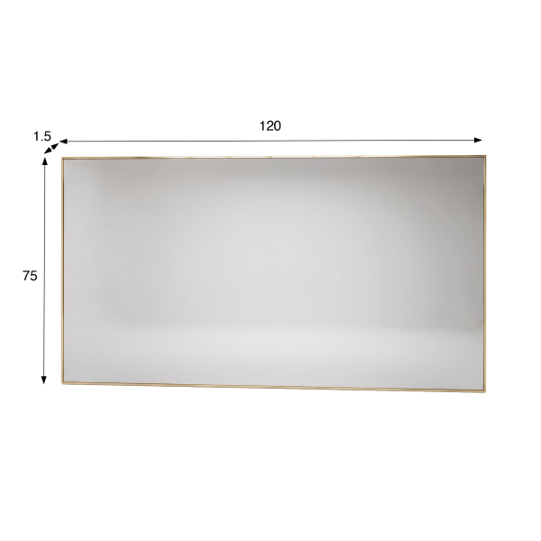 Großer rechteckiger Badezimmer-Wandspiegel mit goldfarbenem Metallrahmen 120 x 75 cm