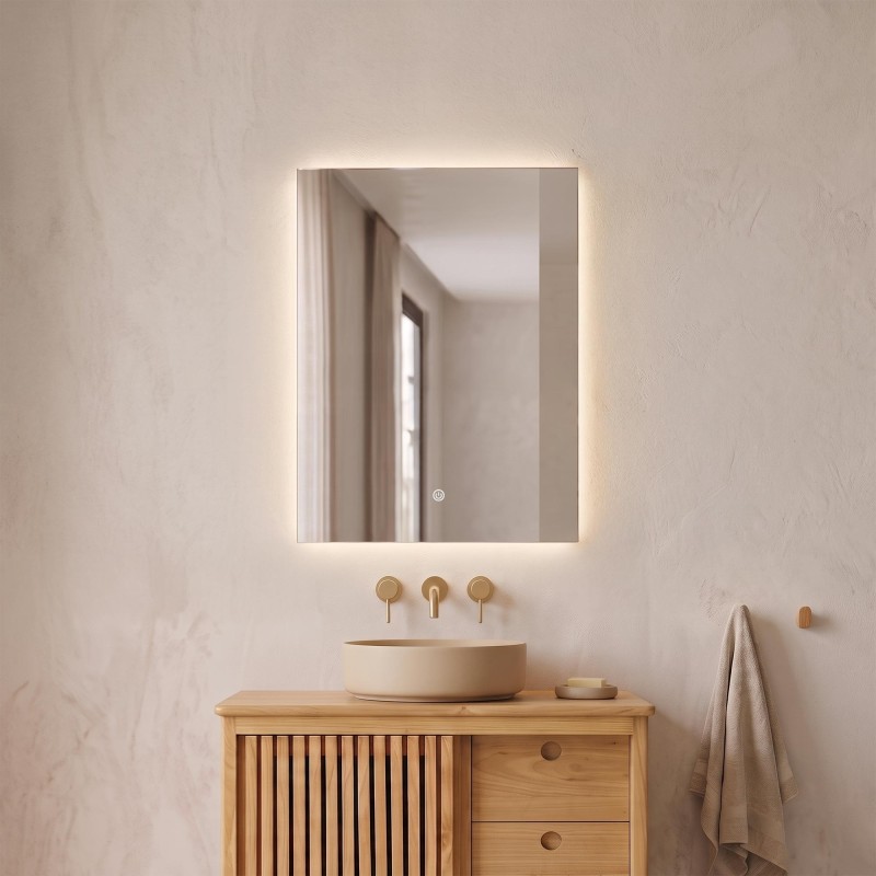 Badezimmerspiegel mit LED-Beleuchtung 60 x 80 cm