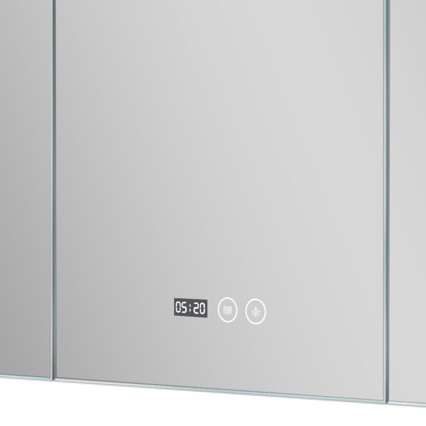 Badezimmerspiegelschrank mit dreiteiligem Spiegel und LED-Beleuchtung 120 x 75 cm