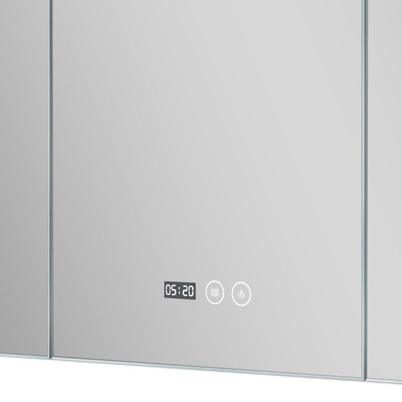Badezimmerspiegelschrank mit dreiteiligem Spiegel und LED-Beleuchtung 120 x 75 cm