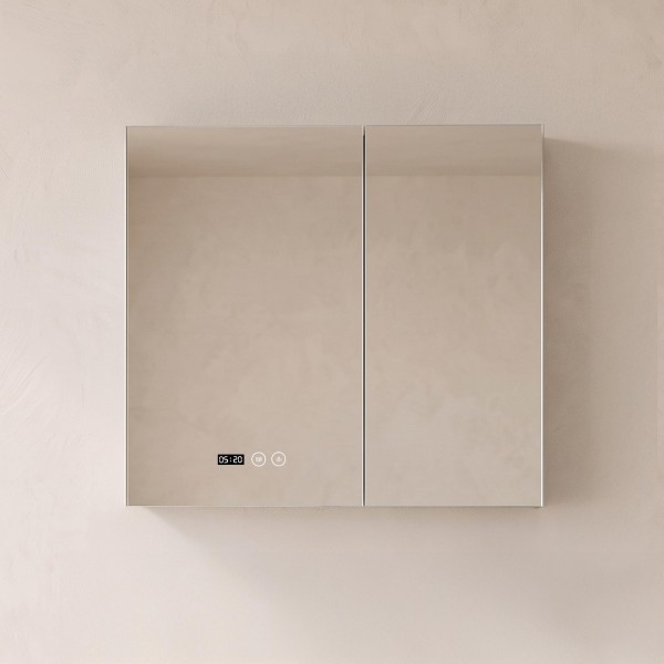 Badezimmerspiegelschrank mit LED-Beleuchtung 80 x 75 cm